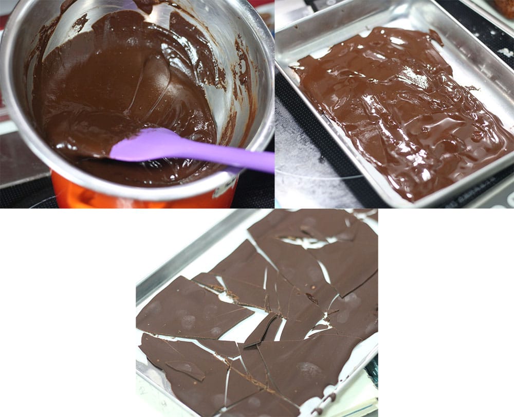 ブラックフォレストケーキのチョコレートの飾りの作り方の写真です。